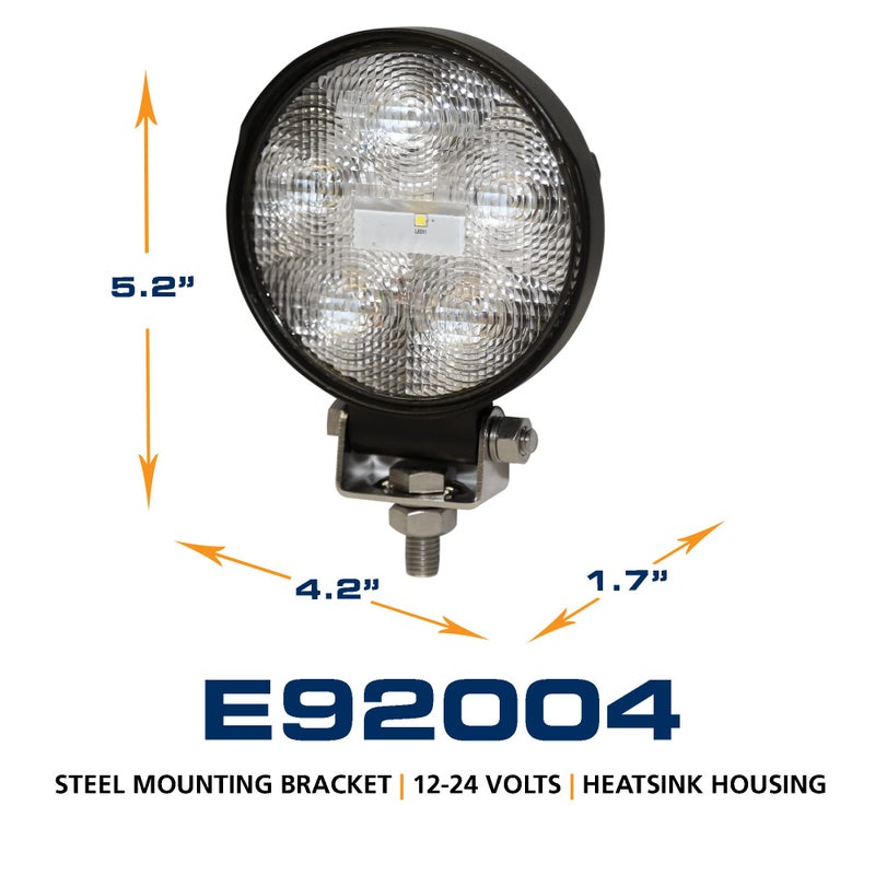ECCO LED Work light 5 Inch Round White Flood Beam 18W 700lm 12V 24V Waterproof for Commercial Vehicle Light, Tow Truck, Work Truck, Construction Vehicle, 5 Year Warranty - Image 3